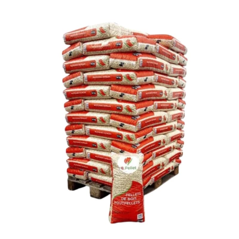 Pellets de Bois B.PELLET ENplus A1 100 % Résineux – Palette de 72 Sacs de 15 kg