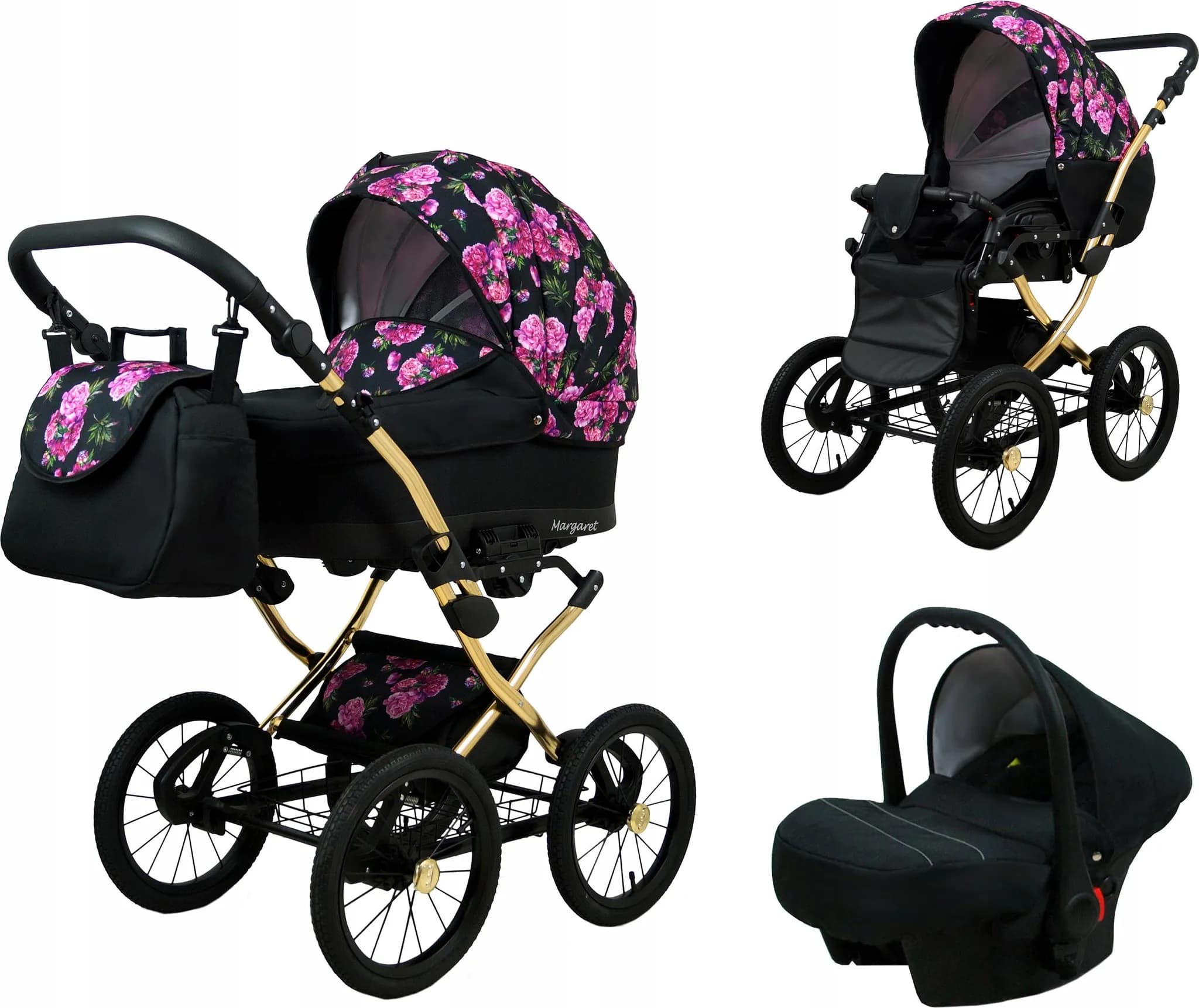 BabyLux® Margaret Gold | 3in1 Kinderwagen Set