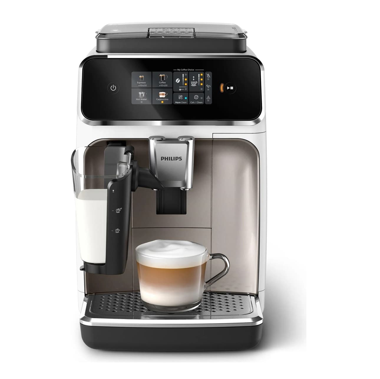 Philips Kaffeevollautomat 2200 Series, 2 Kaffeeeinstellungen, Milchaufschäumer, weiß
