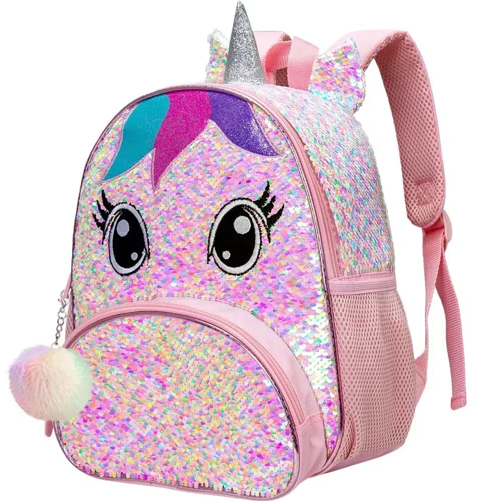 Paarse glitter eenhoorn rugzak voor meisjes (Model: Roze)