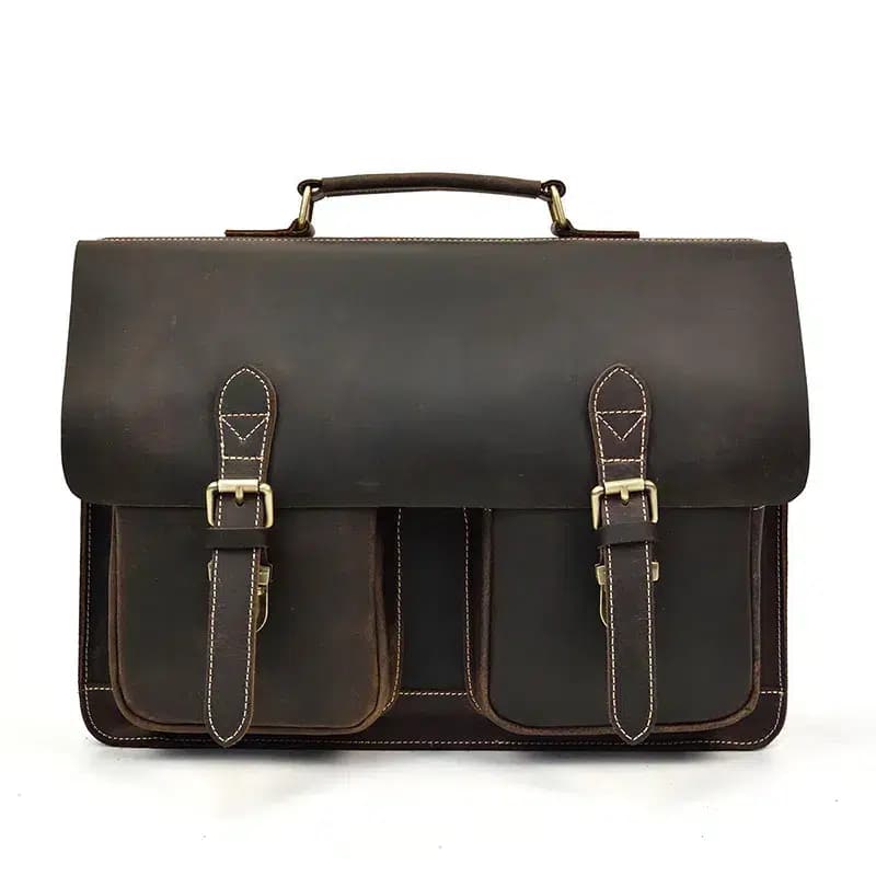 Bruine Leren Tas met Vintage Look (Model: Donkerbruin)