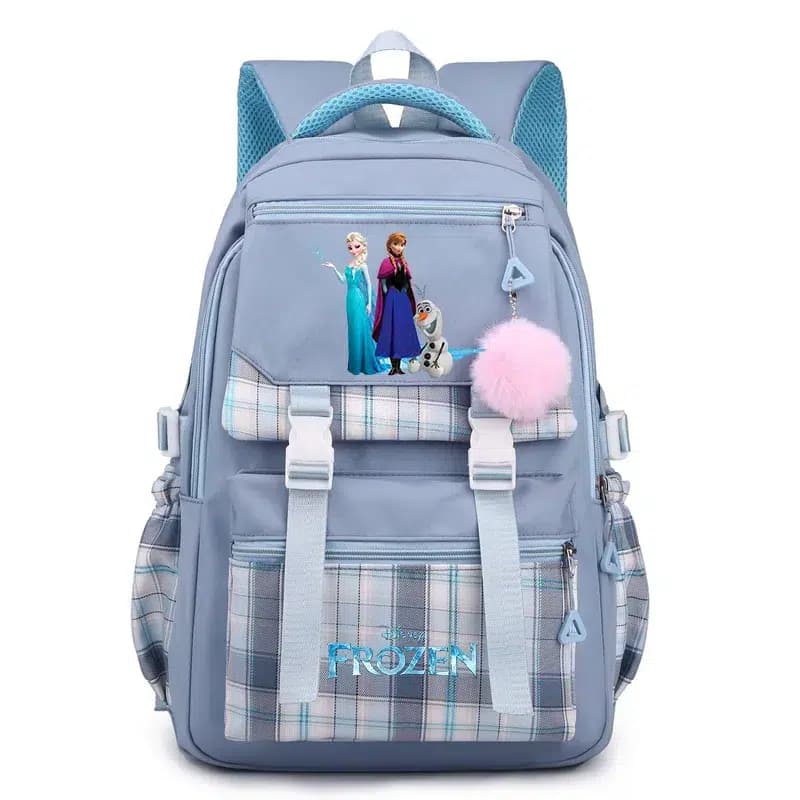 Frozen Rugzak Blauw Met Ruitjesmotief