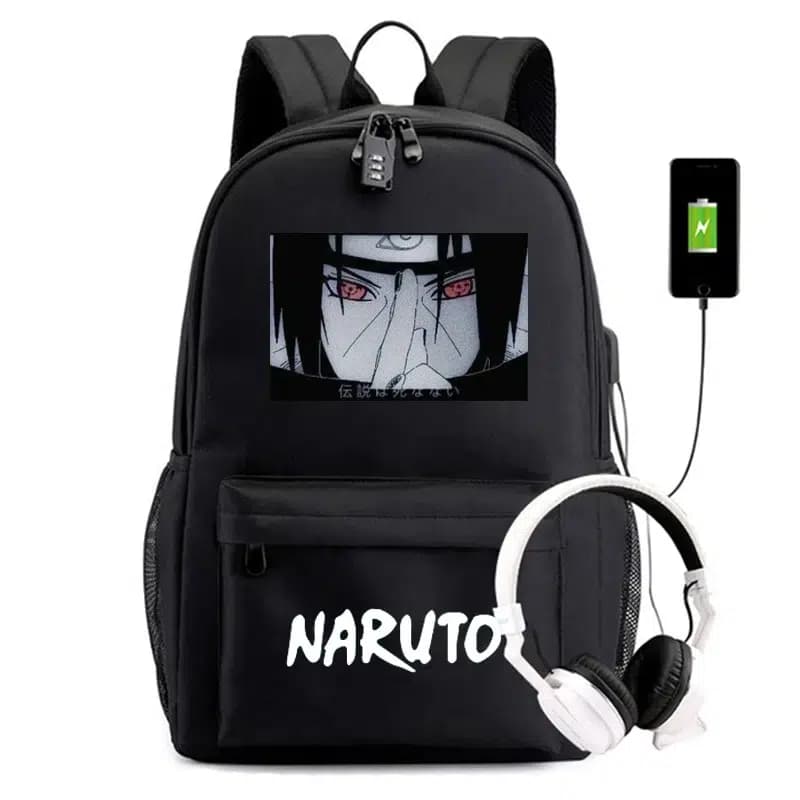 Naruto rugzak zwart met USB-poort