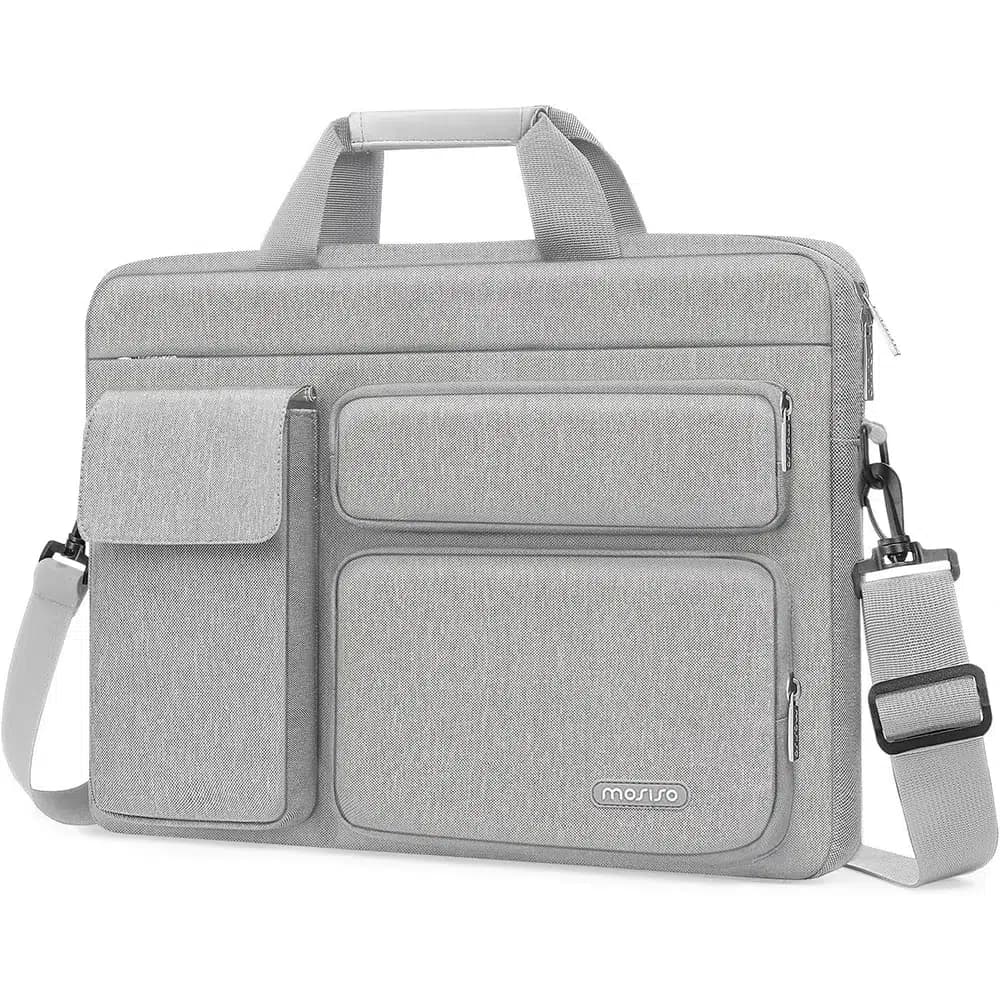 Laptoptas met Schouderriem en Voorvakken (Model: Grijs, Maat: 43.18 cm)