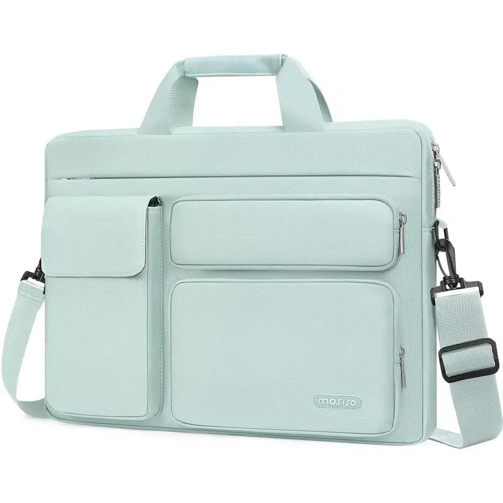 Laptoptas met Schouderriem en Voorvakken (Model: Mintgroen, Maat: 33.02 cm)