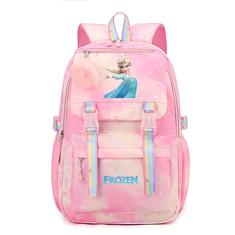 Frozen Rugzak Blauw Roze Met Flocons (Model: Roze)