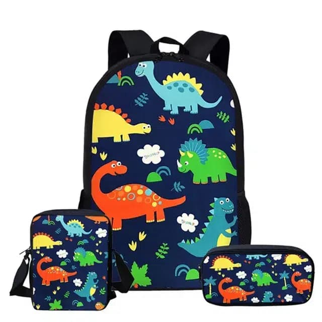 Blauw Rugzak Set Kinderen Met Dino's (Model: 2)