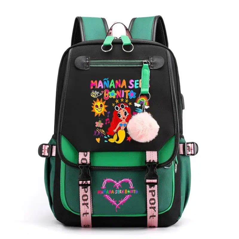 Kinder Rugzak met Zeemeermin Illustratie (Model: Groen)