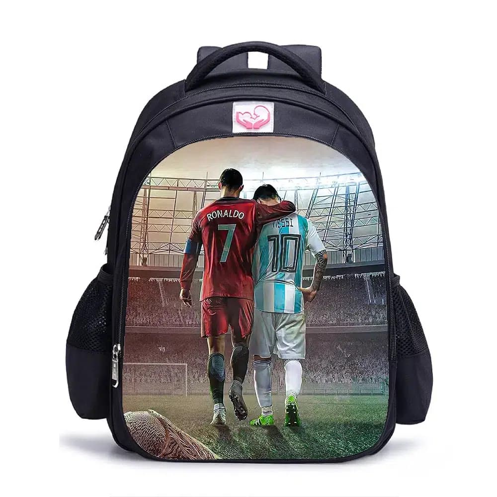 Voetbal Rugzak Zwart met Spelers Illustratie