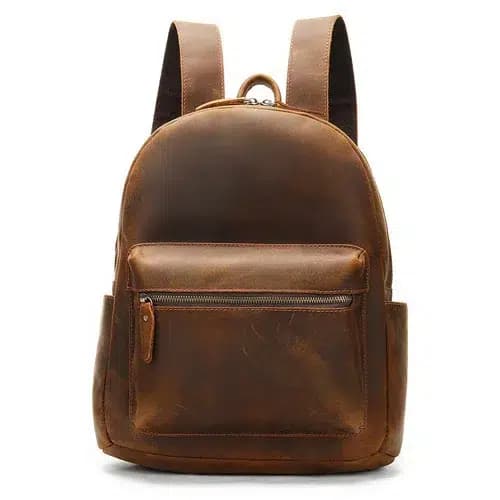 Donkerbruine leren rugzak met vintage uitstraling (Model: Donker)