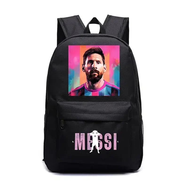 Zwarte rugzak Messi met kleurrijke print