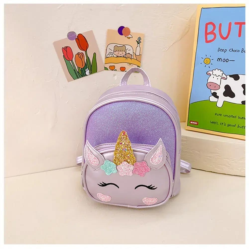 Kinderrugzak met Eenhoorn Design en Glitters (Model: Paars)