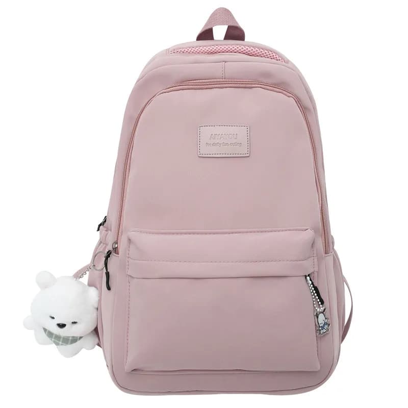Pastelkleurige Rugzak met Berenhanger (Model: Roze)