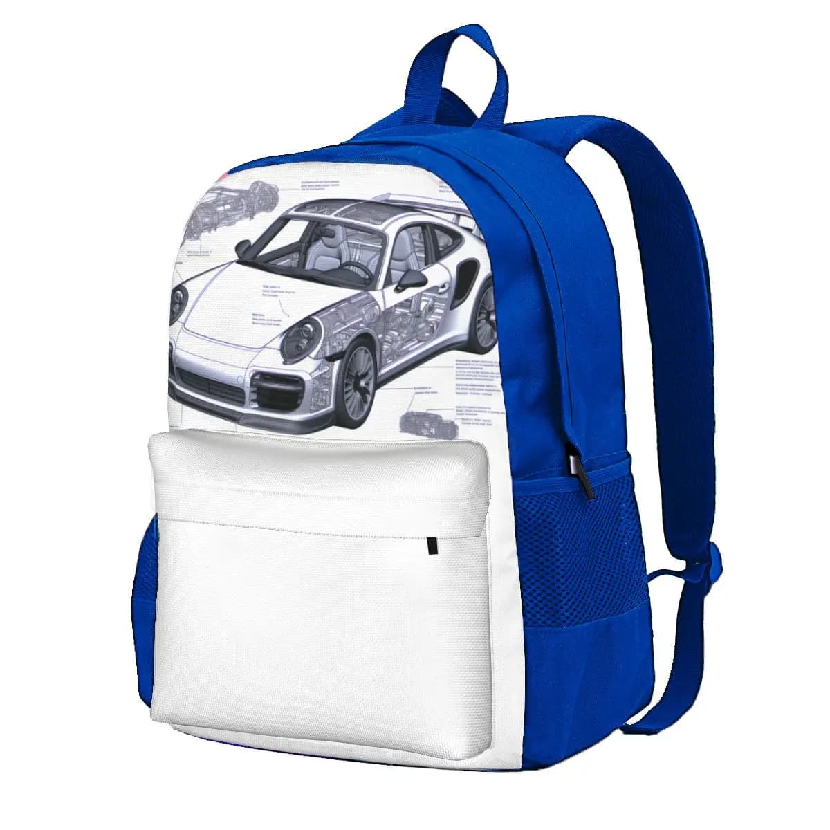 Zwarte rugzak met Porsche auto print (Model: Blauw)