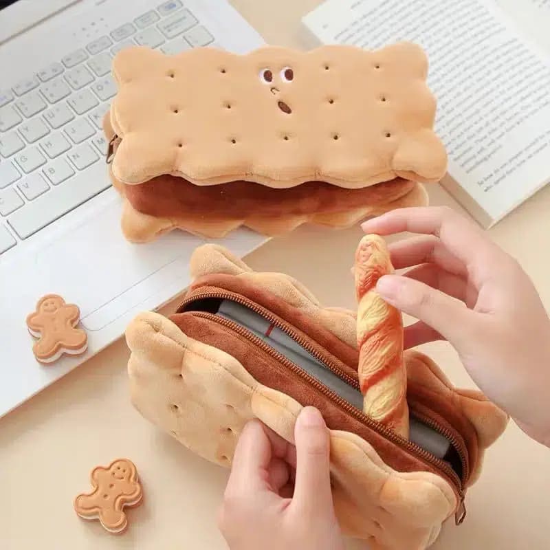 Kawaii Biscuit Etui Beige voor Pennen