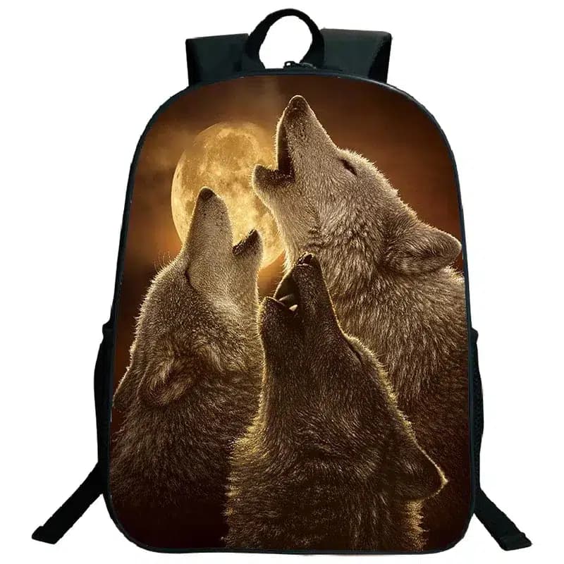 Rugzak met Drie Wolven en Volle Maan