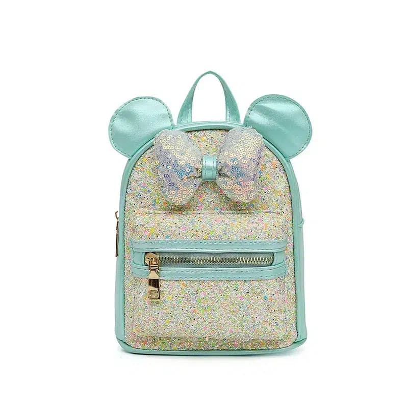 Minnie Mouse Rugzak met Glitters en Strik (Model: Groen)