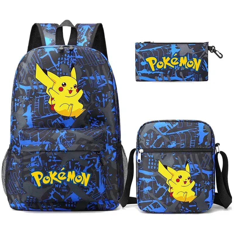 Pokémon Rugzak Set met Pikachu Design (Model: Blauw)