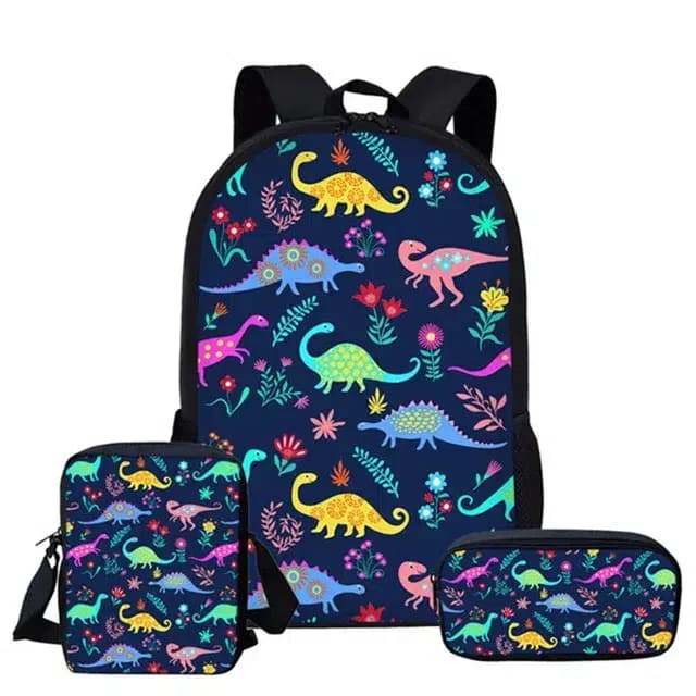 Blauw Rugzak Set Kinderen Met Dino's (Model: 1)