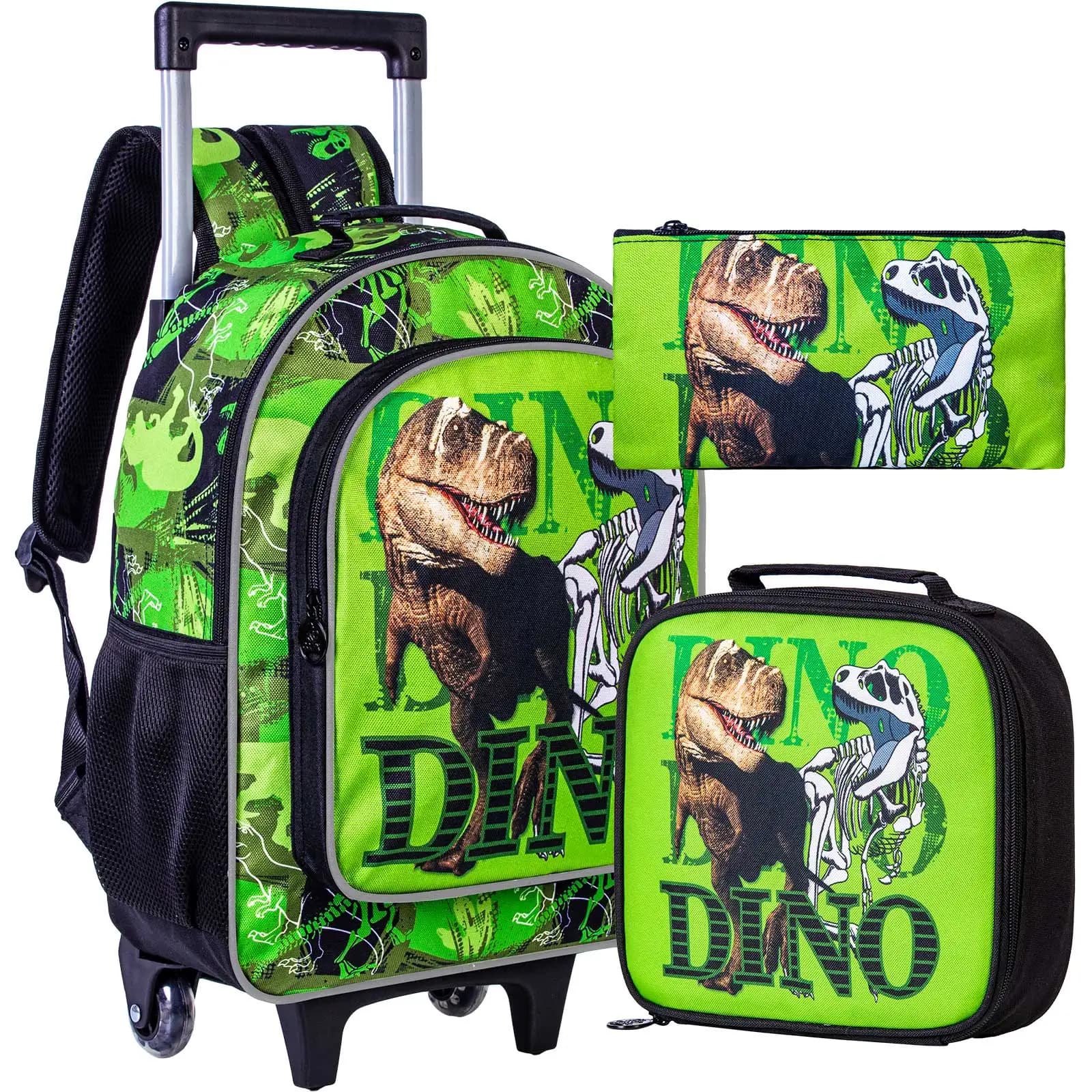 Kinder Trolley Rugzak Set Dino Groen