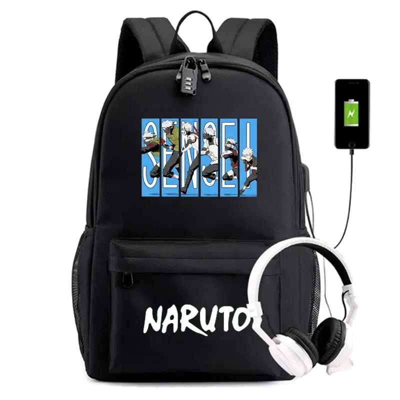 Naruto Rugzak Zwart met Sensei Print