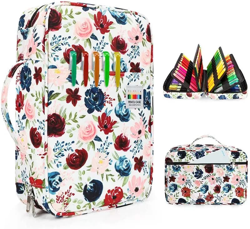 Bloemen Etui met Handvat en Vakken