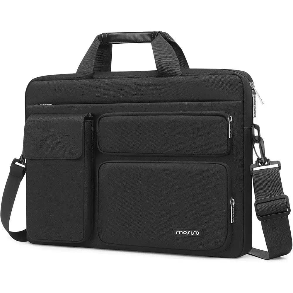 Laptoptas met Schouderriem en Voorvakken (Model: Zwart, Maat: 33.02 cm)