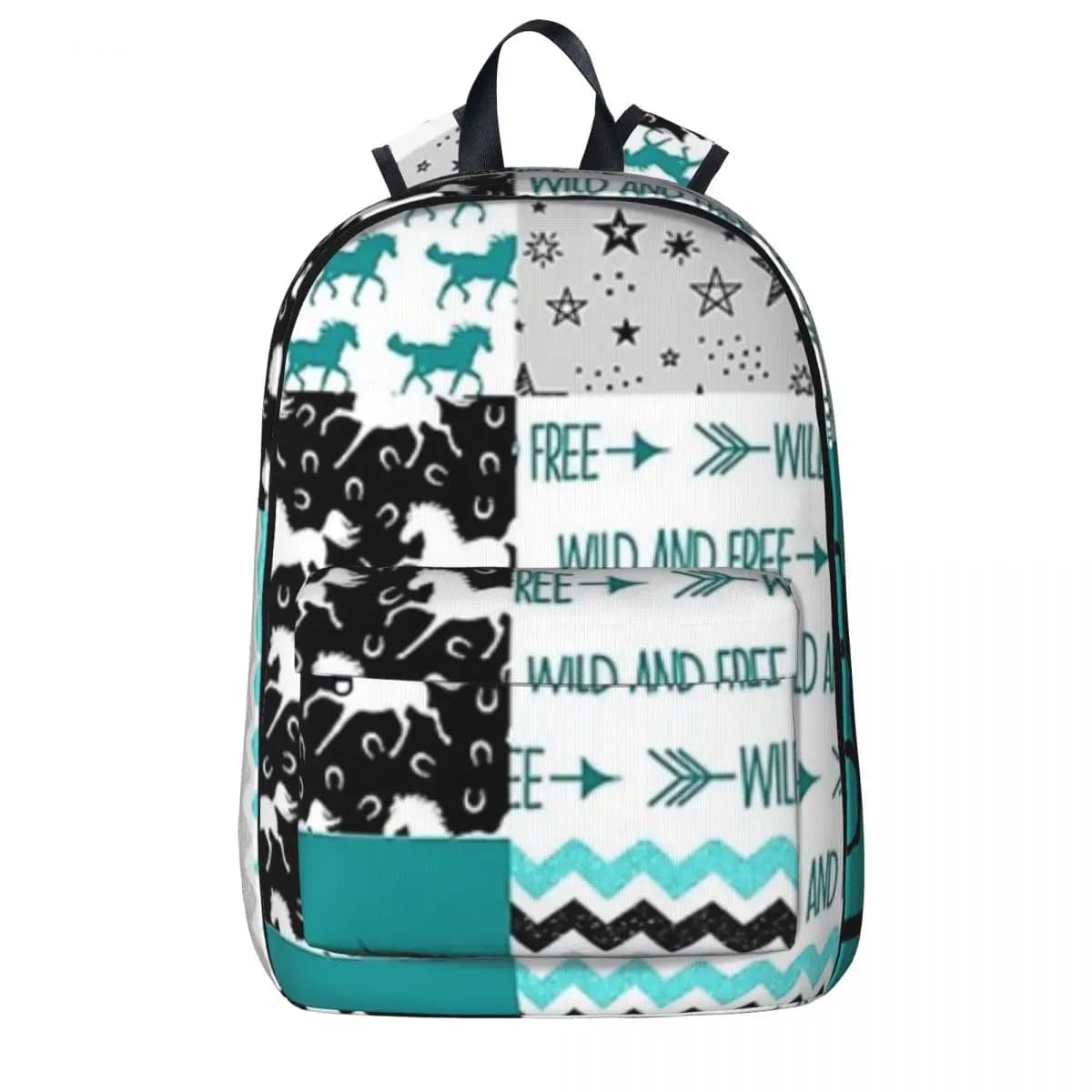 Kinder Rugzak Turquoise Met Paardenprint