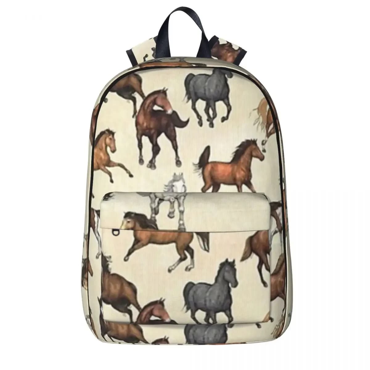 Beige Kinderrugzak met Paardenprint