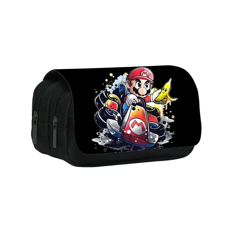 Mario Kart Etui Zwart met Kleurrijke Print