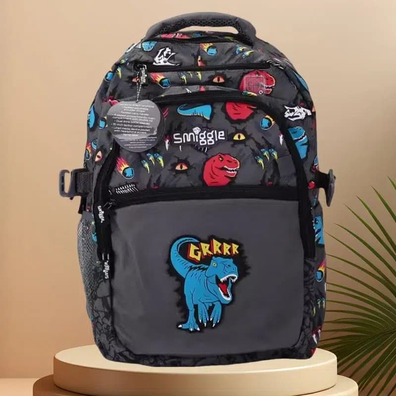 Grijze Kinderrugzak met Dino Ontwerp