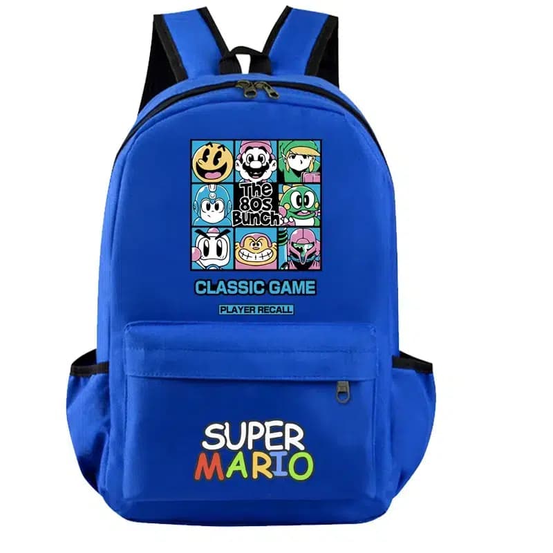 Blauwe Retro Gamer Rugzak met Figuren