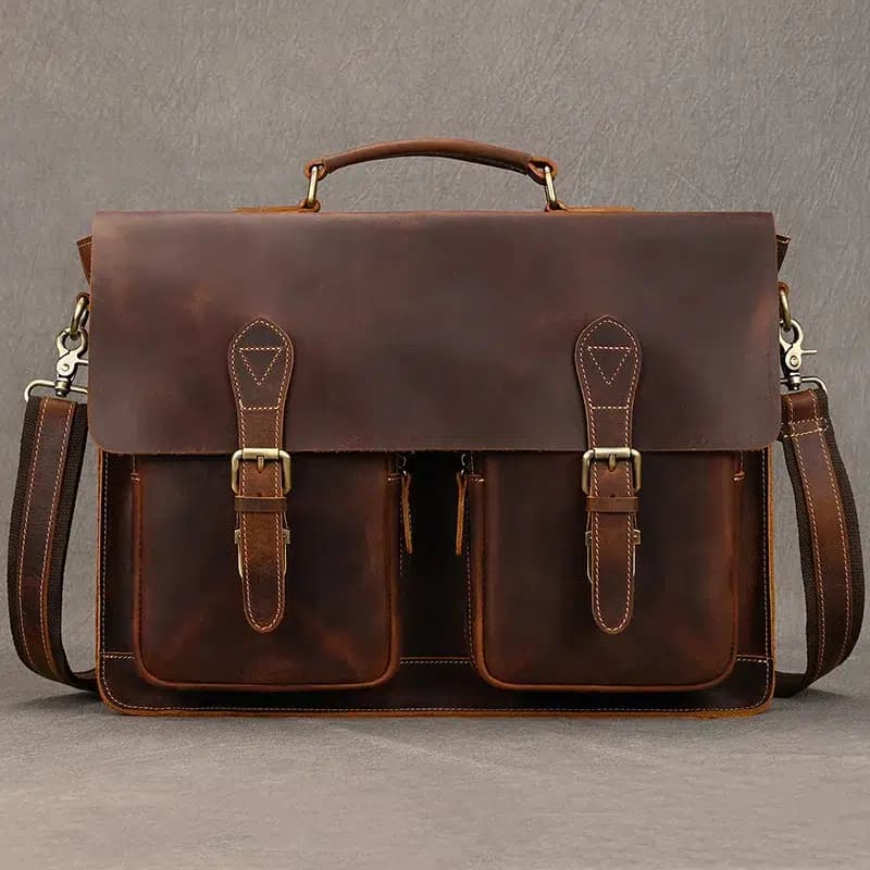 Bruine Leren Tas met Vintage Look (Model: Natuur)