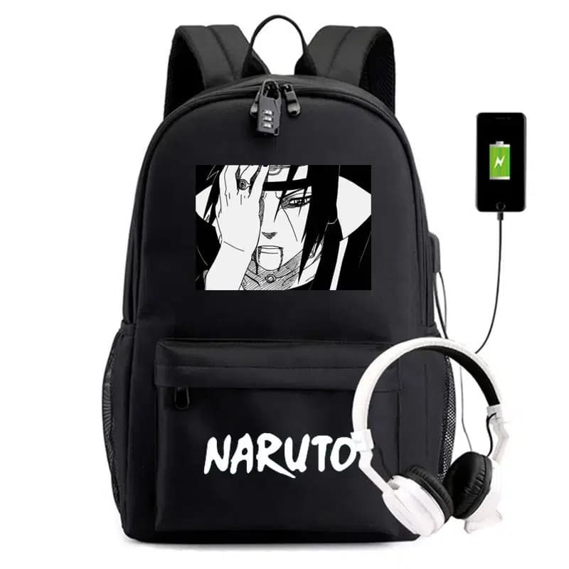 Naruto Rugzak Zwart met USB Poort