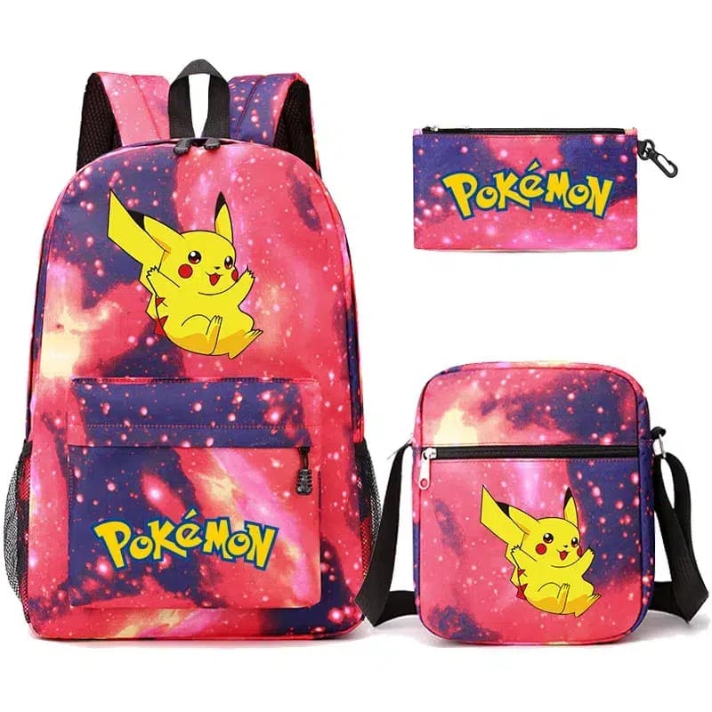 Pokémon Rugzak Set met Pikachu Design (Model: Stellair Rood)