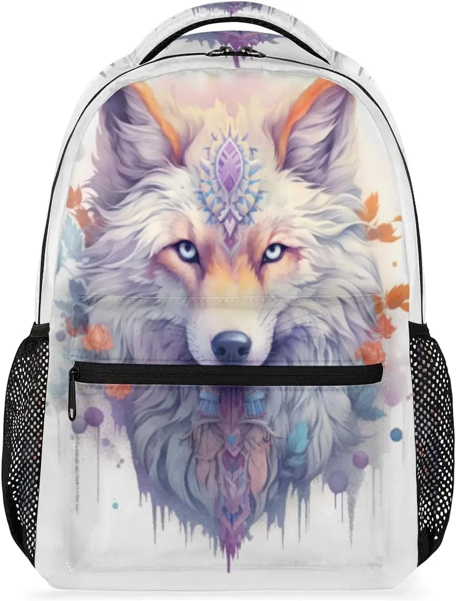 Rugzak met Artistieke Wolf Illustratie
