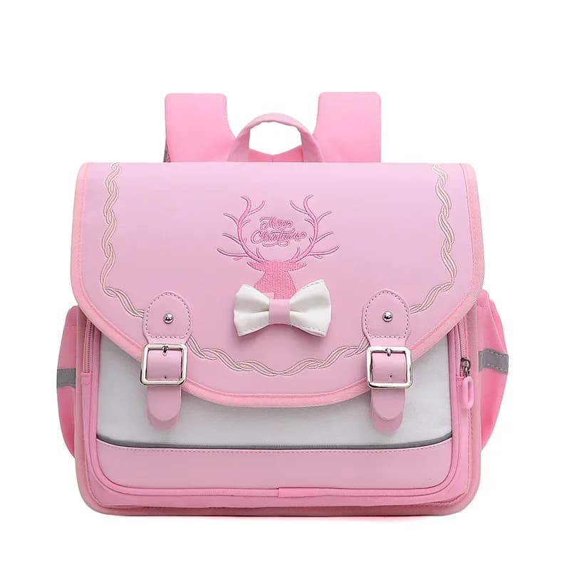 Roze Schoolrugzak met Hert en Strik