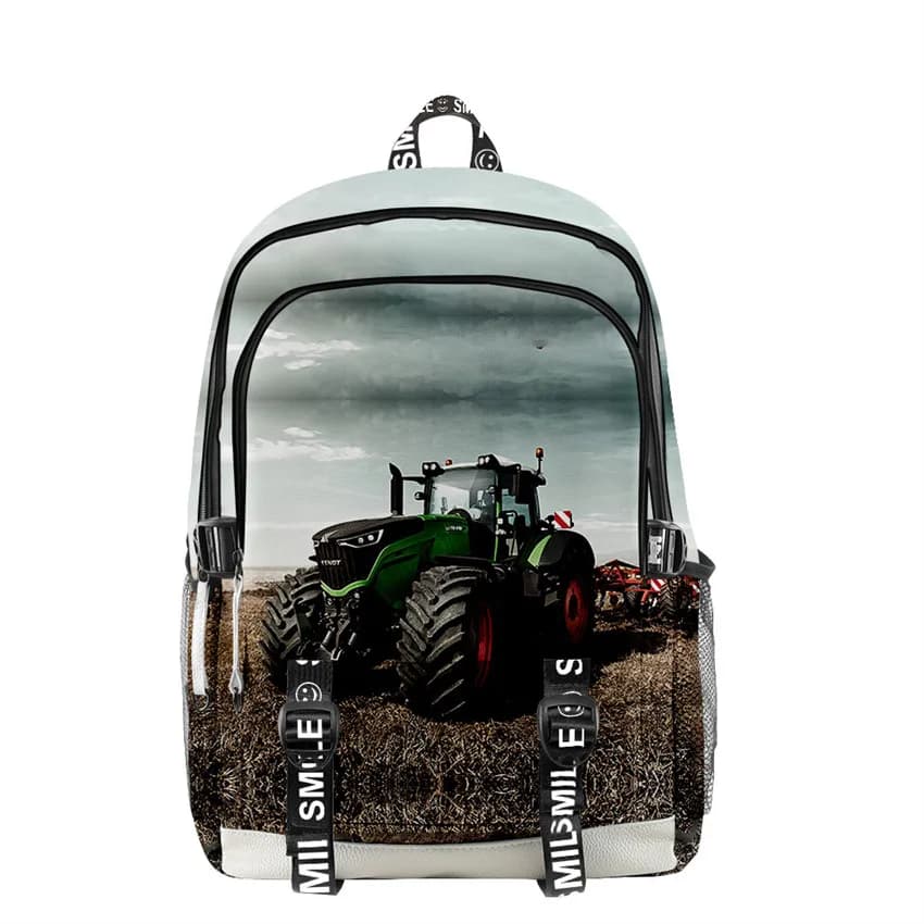 Groene Rugzak met Tracteurprint voor Kinderen