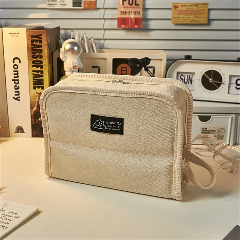 Beige Etui in Taal met Ritssluiting