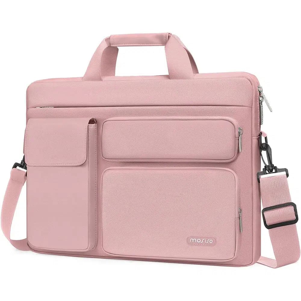 Laptoptas met Schouderriem en Voorvakken (Model: Roze, Maat: 43.18 cm)