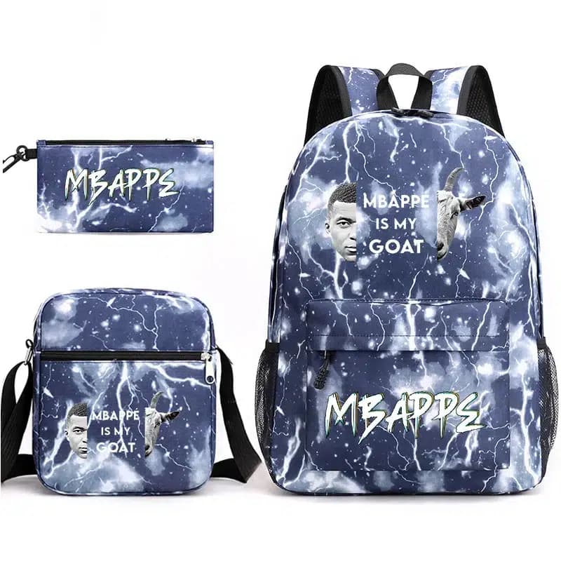 Schoolset 3-delig Blauw Met Bliksems (Model: 4)