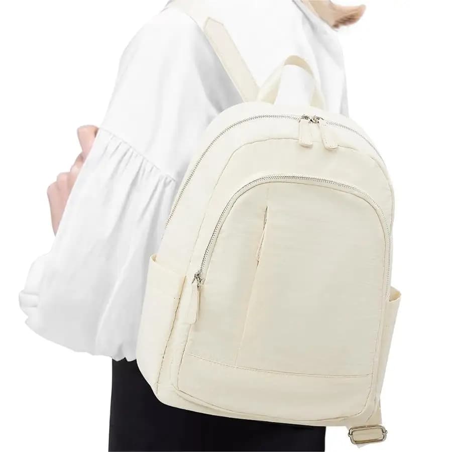 Moderne compacte rugzak crème of zwart (Model: Beige)