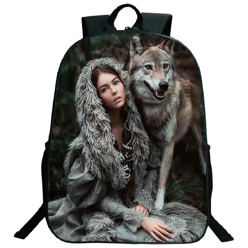 Rugzak met Vrouw en Wolf Design
