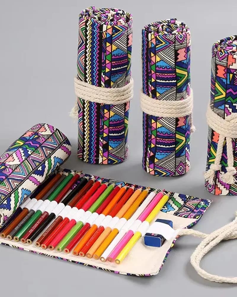 Geometrische Etui Rolbaar Tissu Tribal Design