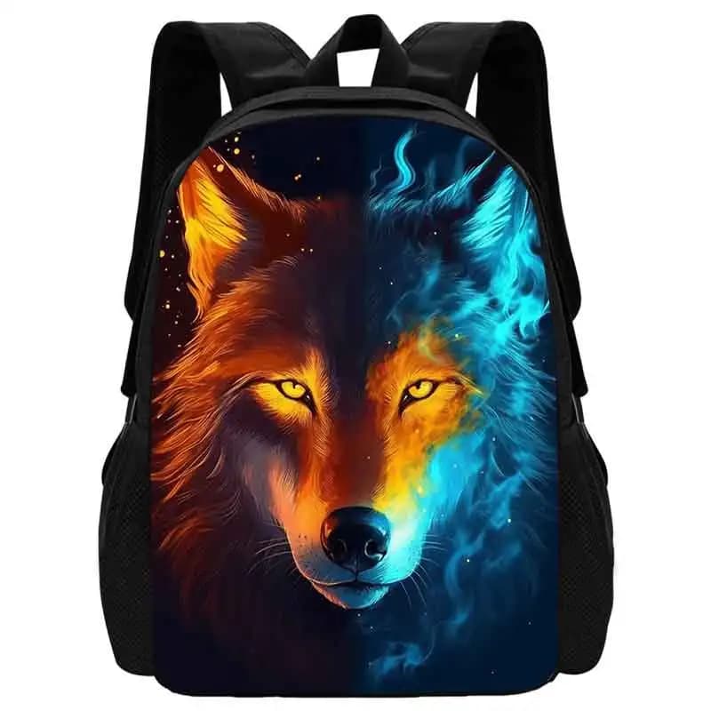 Schoolrugzak met Mystieke Wolf Illustratie