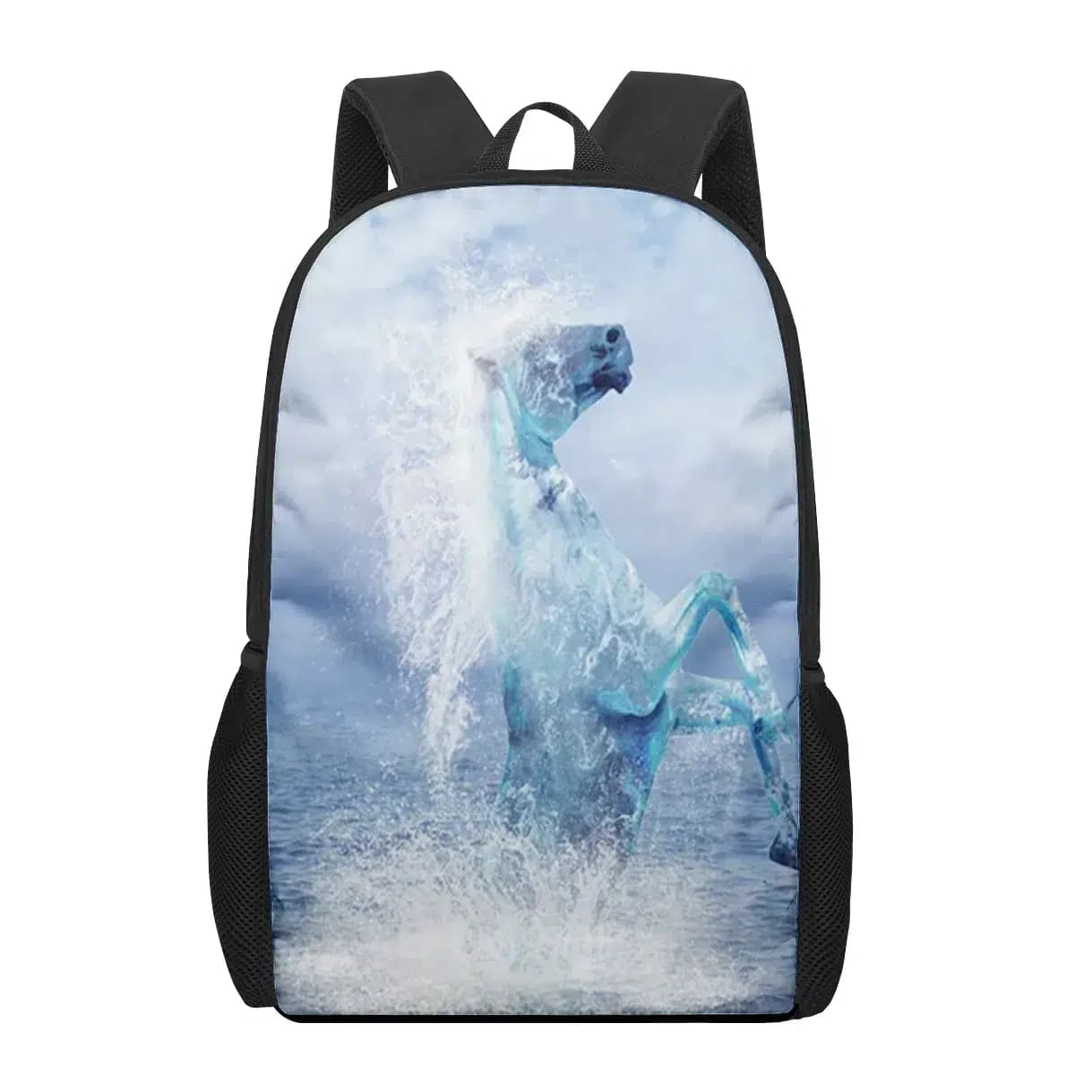 Rugzak Zwart Met Blauw Waterpaard Design