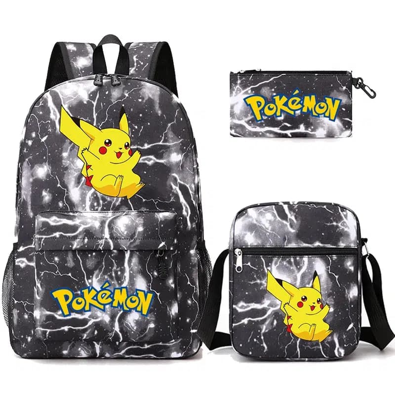 Pokémon Rugzak Set met Pikachu Design (Model: Bliksem Zwart)