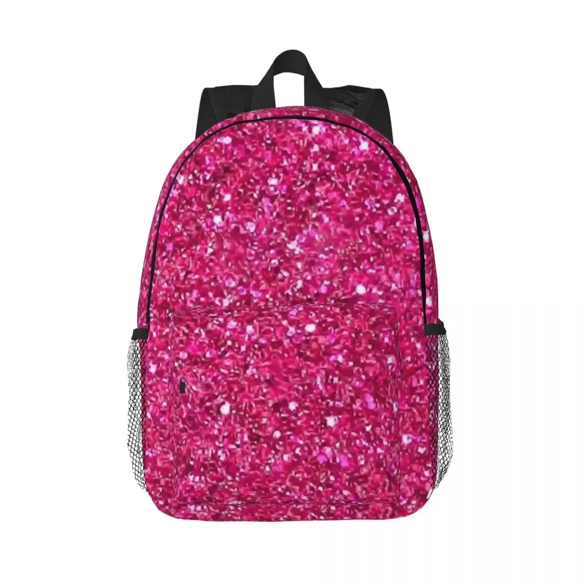 Roze Rugzak met Glitterlook en Netvakken