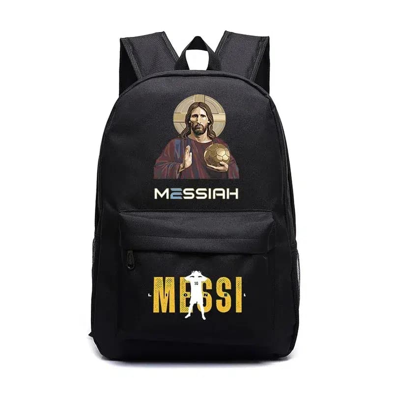 Zwarte Rugzak Messi Design Met Gouden Details