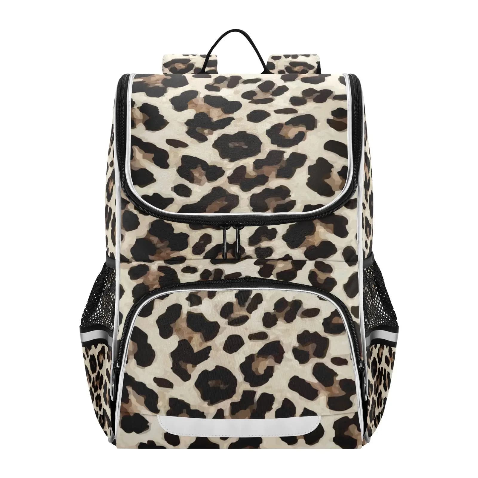 Leren Schoudertas Luipaardprint Meisjes Beige